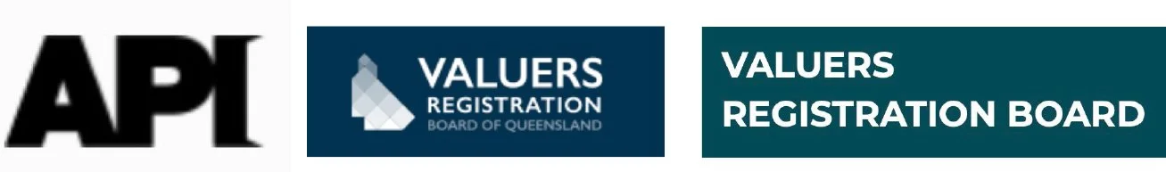 Logos of associations that Australis staff are members of, including the Australian Property Institute, and various Valuers Registration Boards
