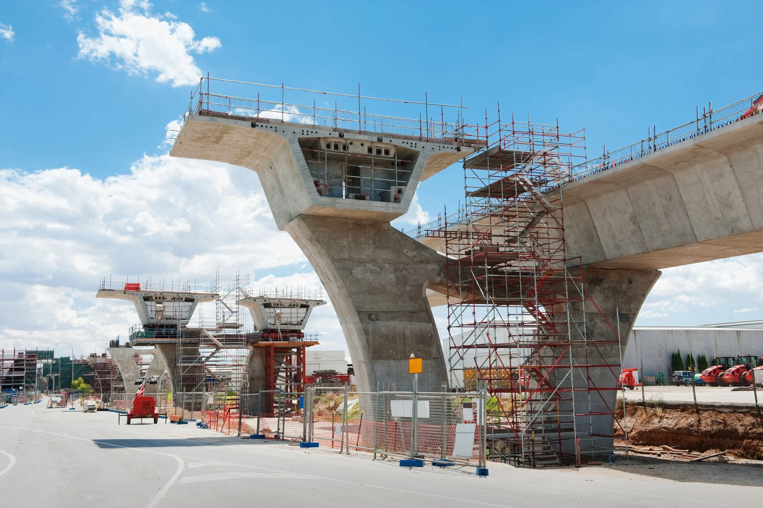 A photo of a vehicular bridge under construction